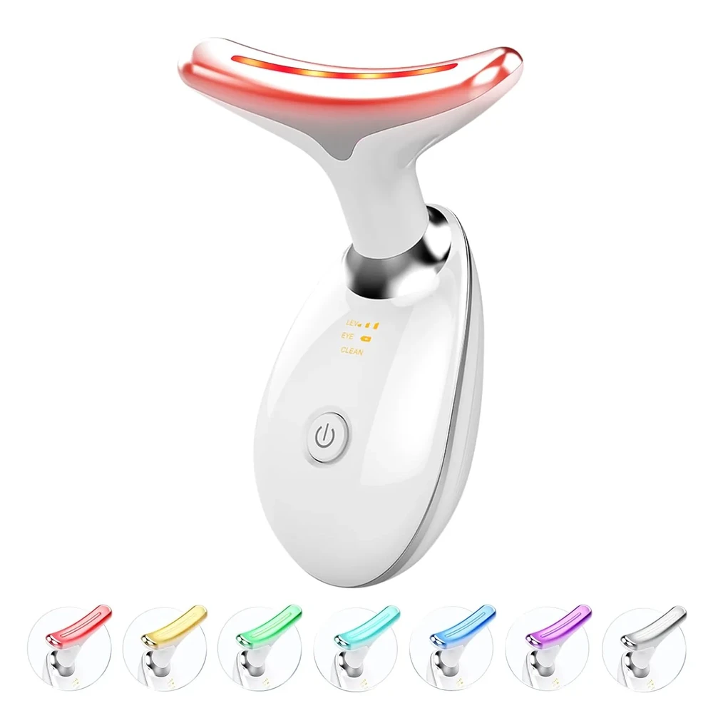 Масажер для обличчя та шиї Red-Light-Therapy-for-Face and Neck, Red Light Therapy Wand, 7 Color Led Face Neck Massager for Skin Care, White