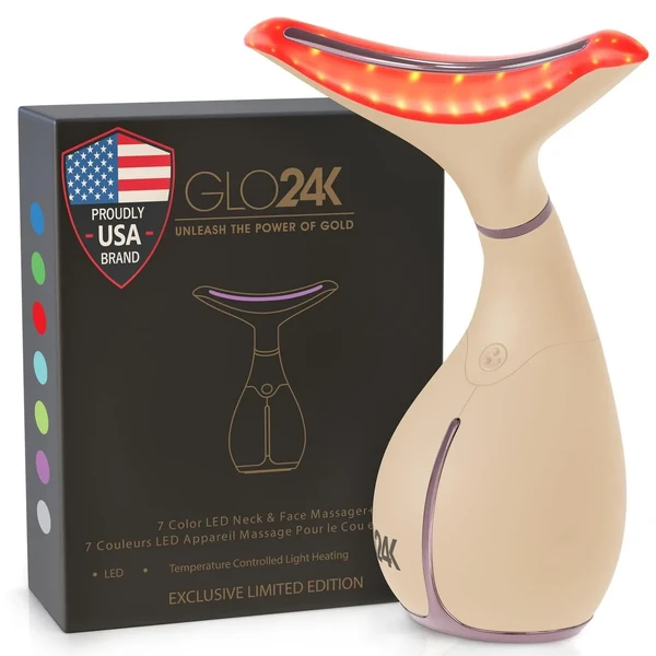 Масажер для обличчя та шиї GLO24K 7 Color Light Skin Rejuvenation Neck and Face Massager