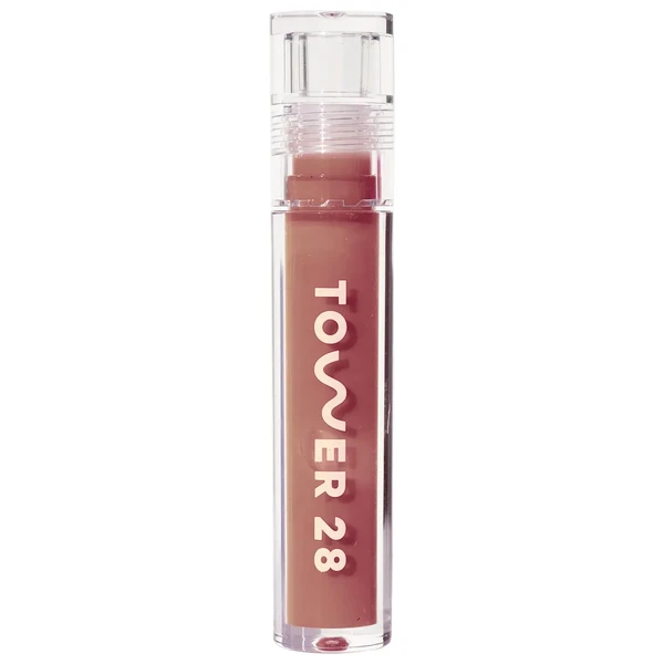 Зволожуючий блиск для губ Tower 28 Beauty ShineOn Lip Jelly Hydrating Non-Sticky Lip Gloss Color: Cashew - semi-sheer, milky rosy brown Size 0.13 oz/ 3.9g