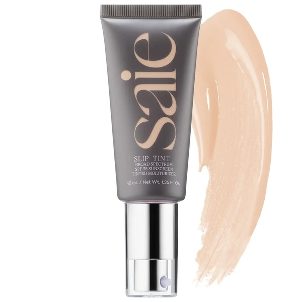 Увлажняющий тонирующий крем из SPF 35 Saie Slip Tint – Lightweight Tinted Moisturizer with Mineral Zinc SPF 35 and Hyaluronic Acid Color: Three - for light to medium skintones with peach undertones. Size 1.35 oz/ 40 mL