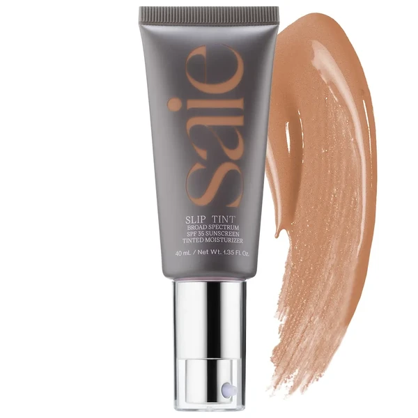 Увлажняющий тонирующий крем из SPF Saie Slip Tint – Lightweight Tinted Moisturizer with Mineral Zinc SPF 35 and Hyaluronic Acid Color: Five - for medium skintones with peach undertones Size 1.3 oz/ 40 mL