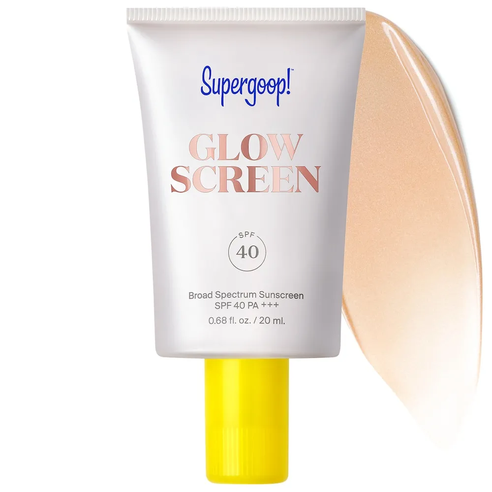 Сонцезахисний крем Supergoop! Mini Glowscreen Sunscreen SPF 40 with Hyaluronic Acid + Niacinamide .68 oz Sunrise / 20 mL - champagne