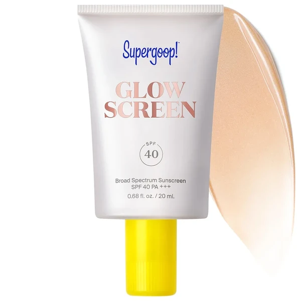 Сонцезахисний крем Supergoop! Mini Glowscreen Sunscreen SPF 40 with Hyaluronic Acid + Niacinamide .68 oz Sunrise / 20 mL - champagne