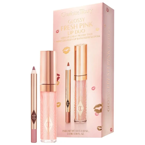 Губний набір для об'єму Charlotte Tilbury Mini Glossy Pink Lip Gloss + Lip Liner Set Fresh Pink