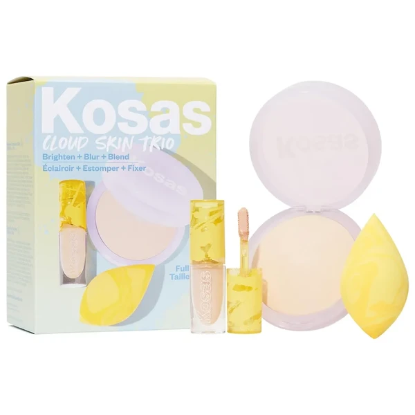 Освіжаючий набір для макіяжу Kosas Cloud Skin Complexion Bestsellers Set Revealer Concealer - Tone 1.5 C (light with cool pink undertones) - Cloud Set - Airy (very sheer light)