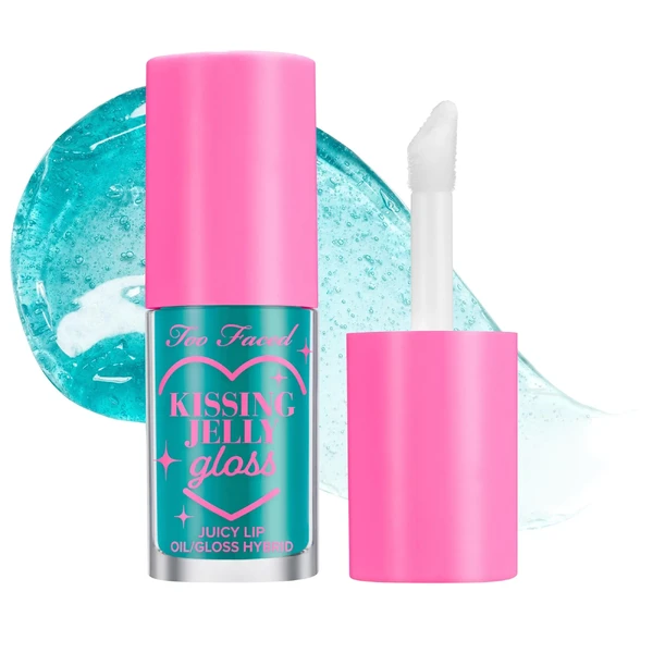 Увлажняющий блеск для губ Too Faced Kissing Jelly Non-Sticky Lip Oil Gloss Color: Sweet Cotton Candy - cool mint blue Size 0.15 oz