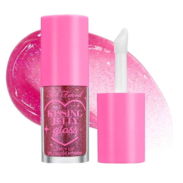 Увлажняющий блеск для губ Too Faced Kissing Jelly Non-Sticky Lip Oil Gloss Color: Grape Soda - purple with shimmer Size 0.15 oz