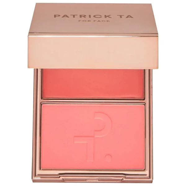 Рум'яна крем-пудра PATRICK TA Major Headlines Double-Take Crème & Powder Blush Duo Color: She's the Moment (soft tangerine) - golden peach Size 0.21 oz crème and 0.14 oz powder / 6 g crème and 4 g powder