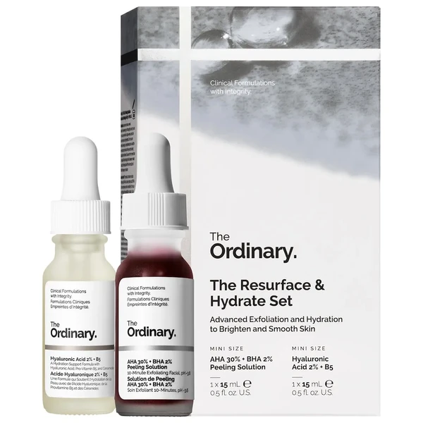 Комплекс для відновлення шкіри з гіалуроновою кислотою та AHA, The Ordinary The Resurface & Hydrate Set with Hyaluronic Acid + AHA