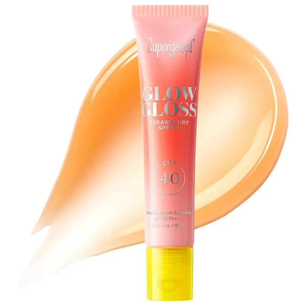 Блиск-бальзам для губ з пептидами та маслом ши з SPF 40 Supergoop! Glow Gloss Lip Balm with Peptides and Shea Butter Color: Strawberry Spritz Size 0.5 oz/15 mL