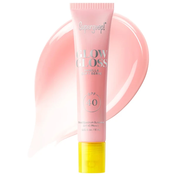 Блиск-бальзам для губ з пептидами та маслом ши з SPF 40 Supergoop! Glow Gloss Lip Balm with Peptides and Shea Butter Color: Vanilla Soft Serve Size 0.5 oz/15 mL